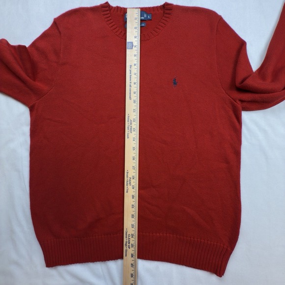Polo By Ralph Lauren Mens Lg Red Cotton Knit Crew Neck Sweater Classic Pony EUC - Picture 6 of 8